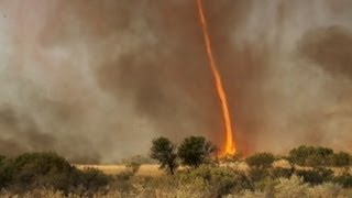 Tornado Engulfed by Fire Caught on Tape  Good Morning America  ABC News [upl. by Ocir289]