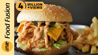 Spicy Crispy Chicken Burger Recipe By Food Fusion [upl. by Yhtomot]