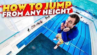 How to dive into a swimming pool from ANY height  water jump feet first from diving board tutorial [upl. by Atinreb891]