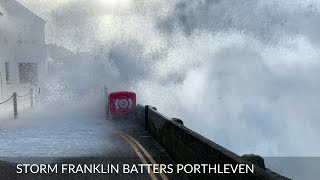 Storm Franklin Batters Porthleven Cornwall UK 2022 Full Version [upl. by Ericha]