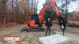 Kubota KX057 Excavator with Okada Hydraulic Breaker [upl. by Goldie]