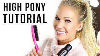 SIMPLE HIGH PONYTAIL TUTORIAL [upl. by Marino942]