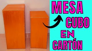 MESA CUBO EN CARTÓNDECORACIÓN CON CILINDROSFACILDIY [upl. by Luiza]