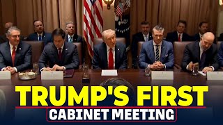 President Donald Trumps first Cabinet meeting Elon Musk DOGE USA America Federal Workers [upl. by Inglis193]