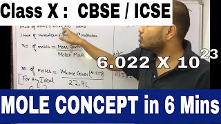 MOLE Concept in 6 mins  Class X CBSE  ICSE [upl. by Arrimat784]