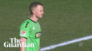 Ingolstadt score while Duisburg keeper takes a drink during game [upl. by Atirahc]