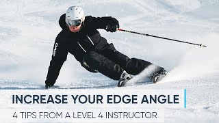 HOW TO INCREASE YOUR EDGE ANGLE  4 Skiing Tips from a Pro [upl. by Cox]