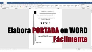 CÓMO HACER UNA PORTADA EN WORD FÁCILMENTE [upl. by Llydnek649]