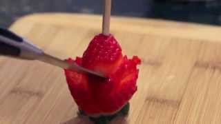 How to Make a Perfect Strawberry Rose Garnish [upl. by Releyks]