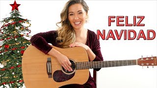 Feliz Navidad  EASY Guitar Tutorial with Play Along [upl. by Ennayar]