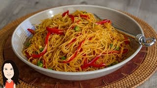 EASY Curried Singapore Rice Noodles  No Oil Low Fat Recipe [upl. by Noitna]