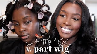 How I Apply amp Style a VPart Wig  Quick amp Easy  Beginner Friendly [upl. by Atikram38]