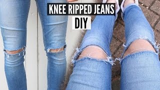 DIY Knee Ripped Jeans Tutorial 2024  How To Style [upl. by Evvy]