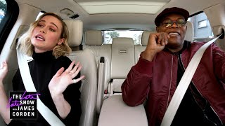 Samuel L Jackson amp Brie Larson Sing Ariana Grandes 7 Rings  Carpool Karaoke The Series Preview [upl. by Hussein]