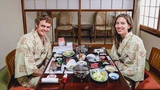 Traditional Japanese Food  Eating a Ryokan MultiCourse Kaiseki Dinner [upl. by Anahpos]