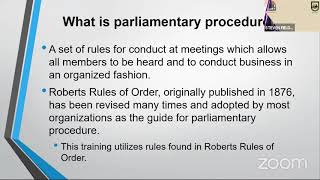 Basics of Parliamentary Procedure amp Open Meetings training [upl. by Brnaby]