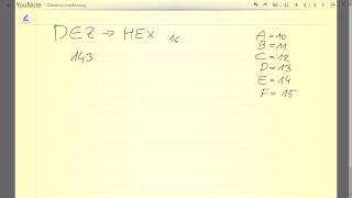 Zahlenumrechnung Dezimal in Hexadezimal [upl. by Namar]