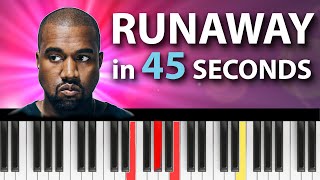 Play Runaway by Kanye West in 45 SECONDS  Piano Tutorial [upl. by Alexio]