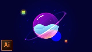 Glass Planet Vector Illustration – Adobe Illustrator Tutorial [upl. by Elayor515]