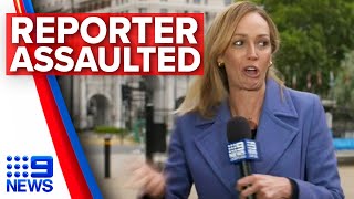 Australian reporter assaulted on live TV in London  Nine News Australia [upl. by Shaver]