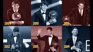 Relive Leo Messis six Ballon dOr triumphs [upl. by Hannavahs]