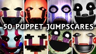 50 PUPPET JUMPSCARES  Marionette in FNAF amp Fangames [upl. by Rosana]