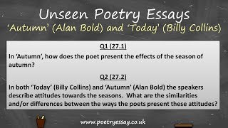 GCSE Grade 9 Unseen Poetry Essays – ‘Autumn’ by Alan Bold amp ‘Today’ by Billy Collins AQA 2017 [upl. by Oiziruam]