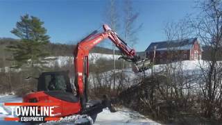 Kubota KX080 Excavator and FAE Forestry Mulcher Clearing Brush [upl. by Kinsman860]