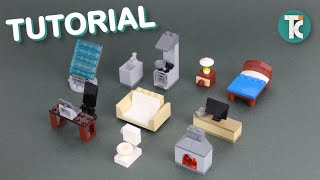 LEGO Furniture Tutorial 10 piece builds PART1 [upl. by Ethelin]