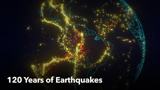 Animated Maps 120 Years of Earthquakes 4K [upl. by Seuqirdor]