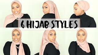 6 SIMPLE HIJAB STYLES USING 1 SCARF  Aysha Abdul [upl. by Acinok]