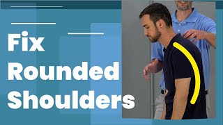 5 Exercises To Fix Rounded Shoulders Posture Long Term Fix [upl. by Retsel]