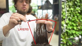 how to cut medium length layered haircut round layers [upl. by Neiv]