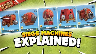 All 5 Siege Machines Explained  Basic to Advanced Guide Clash of Clans [upl. by Anyrtak]