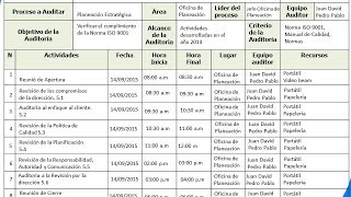 Como hacer un plan de auditoria interna iso 9001 [upl. by Reinhard627]