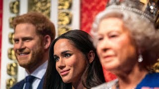 Meghan Markle and Prince Harry waxworks separated from royal set at Madame Tussauds [upl. by Nnylyak419]