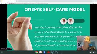 Dorothea Orem Self Care Theory [upl. by Aekal]