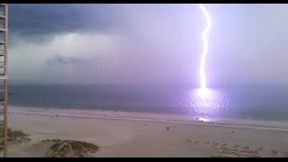 Dangerous lightning strikes clearwater beach florida caught on tape [upl. by Nnyliak]