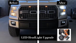 2016 Ford F150 LED HeadLight Bulb Conversion Before amp After [upl. by Ener]