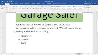 Microsoft Word 2016  Creating Bulleted Lists [upl. by Aryn]