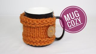 How to Loom Knit an Easy Mug Cozy DIY Tutorial [upl. by Chladek928]