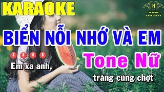 Karaoke Biển Nỗi Nhớ Và Em Tone Nữ Nhạc Sống  Trọng Hiếu [upl. by Atires387]