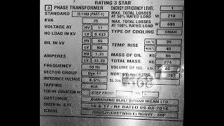 TRANSFORMER NAME PLATE [upl. by Haiacim]