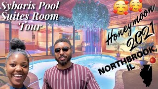 Sybaris Pool Suite Room Tour Vlog  Our Honeymoon 2021 😍  Northbrook IL 📍 Black Love [upl. by Grati]