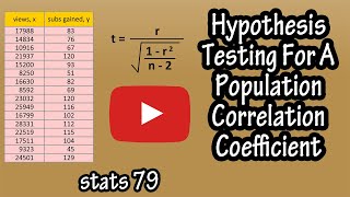 How To Conduct Hypothesis Testing For A Population Correlation Coefficient [upl. by Jedidiah153]