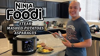 Ninja Foodi Deluxe  How To Cook Steak Mashed Potatoes amp Asparagus [upl. by Ardelia]