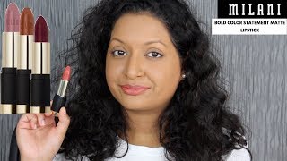 Milani Bold Color Statement Matte Lipsticks Review [upl. by Howlyn]