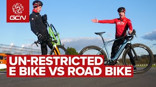 Just How Much Faster Is An UnRestricted E Bike Than A Road Bike [upl. by Dehnel]