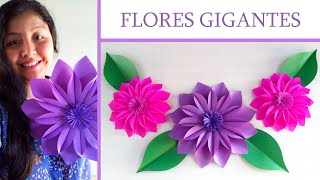 DIY  FLORES gigantes de papel  FLOR para decorar  paper flower  Muy Lindas 🌺 [upl. by Ludwigg]