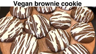 Vegan brookie brownie cookie with a white chocolate drizzle [upl. by Stokes]